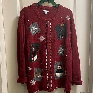 Croft & Barrow Holiday/Winter Red Cardigan Sweater with zipper (3x)